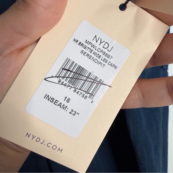 NYDJ Brigitte High Rise Wide‎ Leg Capri Serendipit Blue Wash NWT Size 16 Casual - Picture 6 of 11